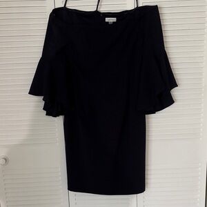 Calvin Klein Navy 3 Quarter Bell Sleeve Boat Neck Sheath Dress